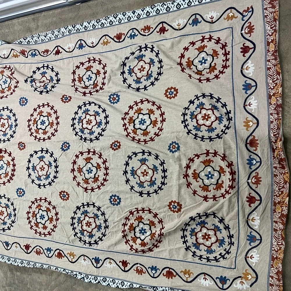 Global embroidered Twin XL duvet cover